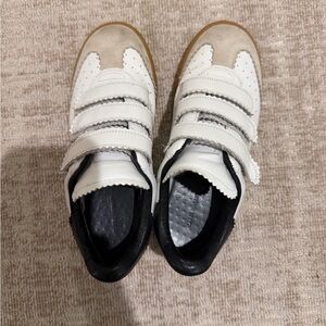 Isabel Marant White and Tan Velcro Sneakers